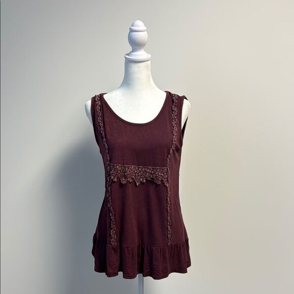 POL Burgundy Sleeveless Open Back Tank Top Blouse S New - Picture 1 of 3